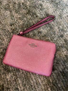 Coach Metallic Pink Wristlet Pouch
